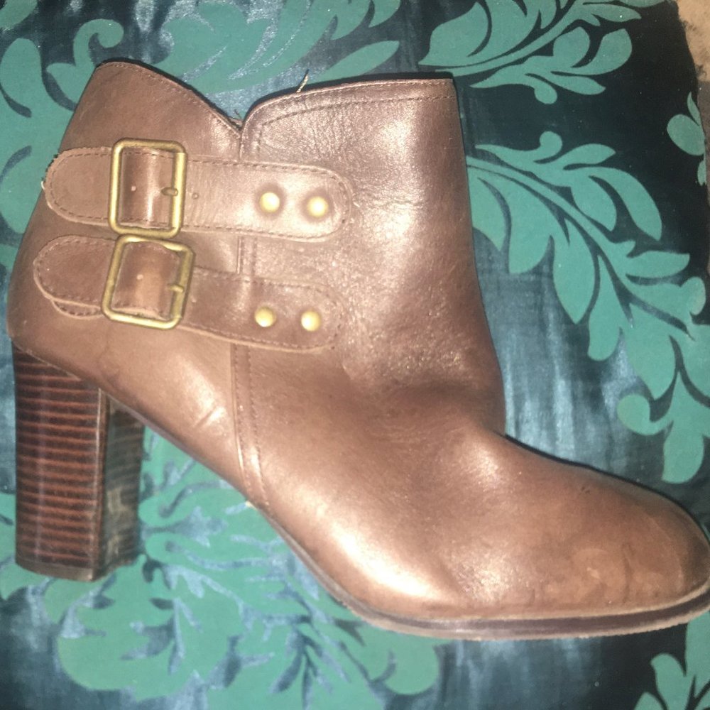 Denver Hayes Brown Leather Buckle Ankle Boots